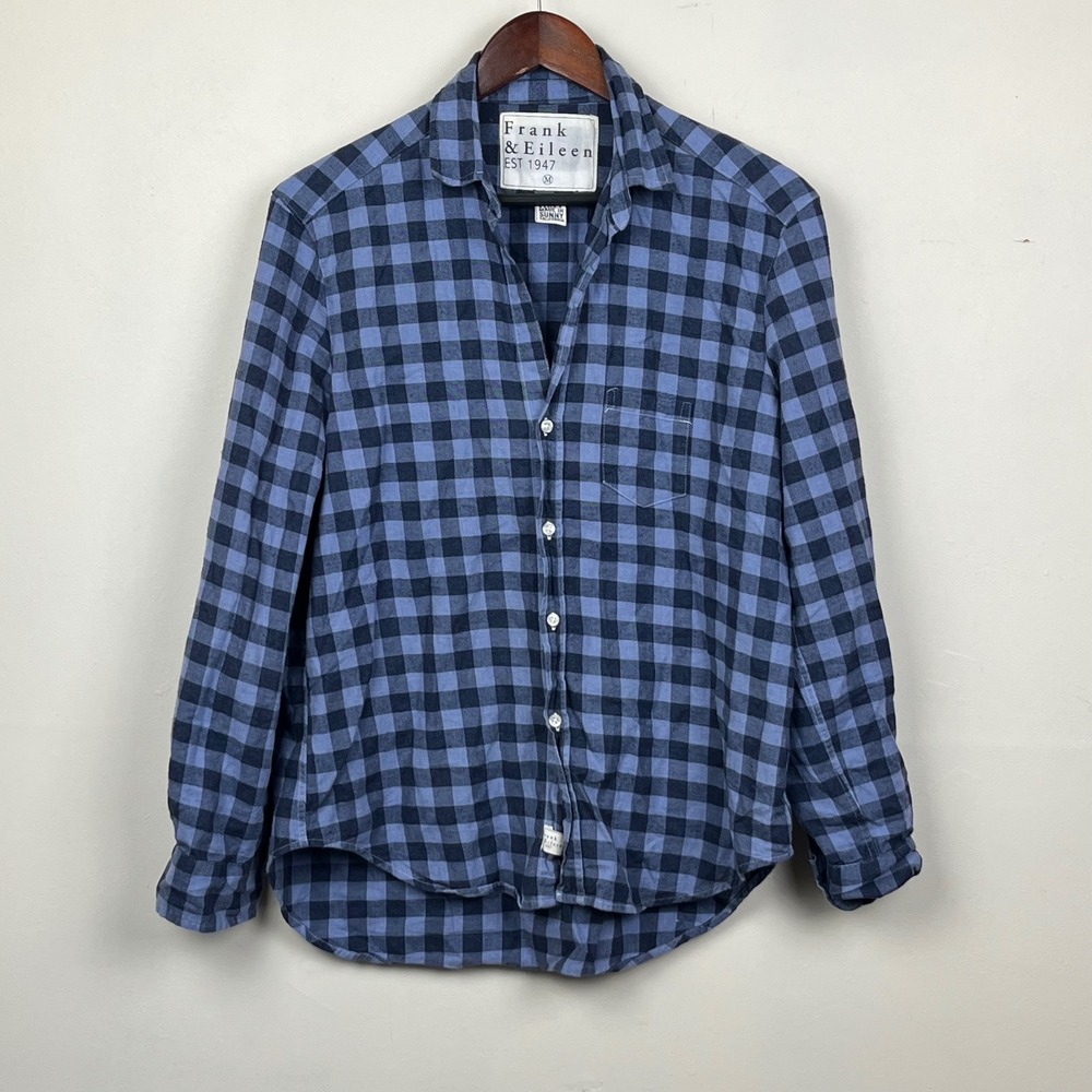 Frank & Eileen Eileen Shirt Med Blue Gingham Heritage Prep Flannel Soft Casual